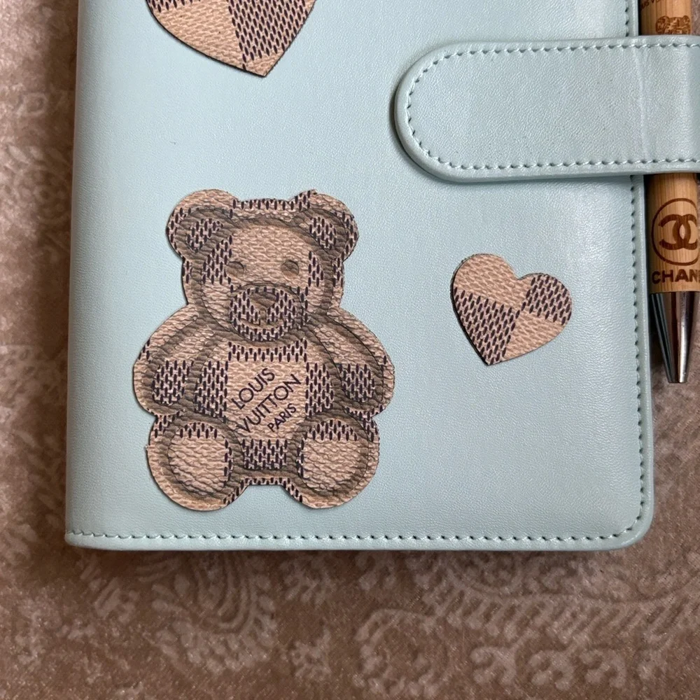 Brand New Luxury Designer Light Blue Teddy Bear Notebook Journal Planner w/ Pen